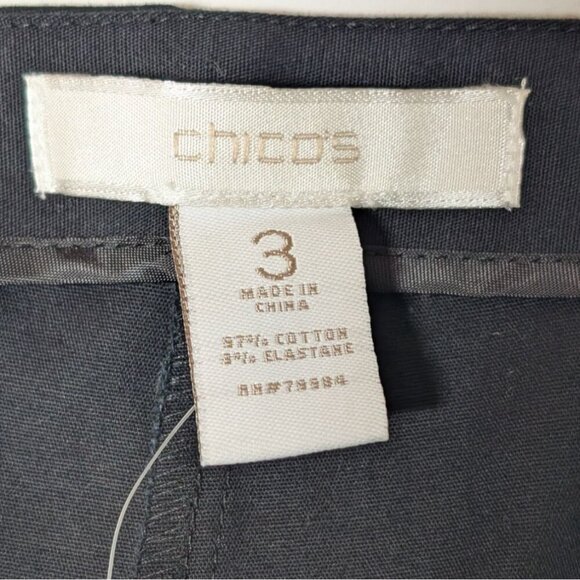 Chicos Slimming Capri Pants Womens Size 3 US 16 XL Smooth Stretch Crop Black - Picture 3 of 10